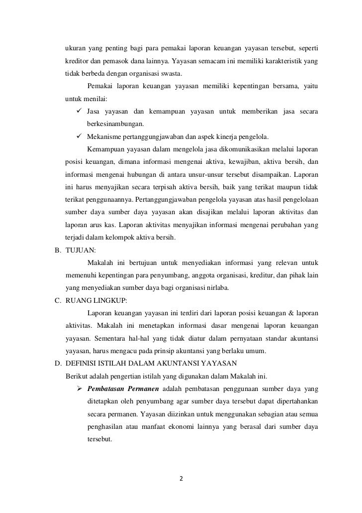 Makalah Akuntansi Sektor Publik Studi Kasus Laporan Keuangan Yayasan