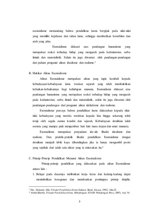 Makalah Aliran Esensialisme Makalah Aliran Esensialisme