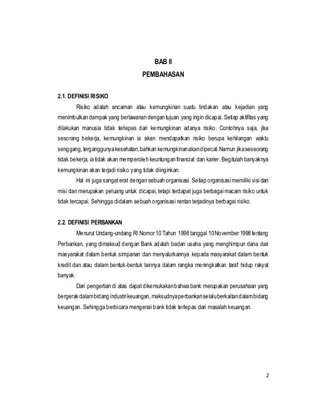 Makalah Analisis Risiko Perbankan