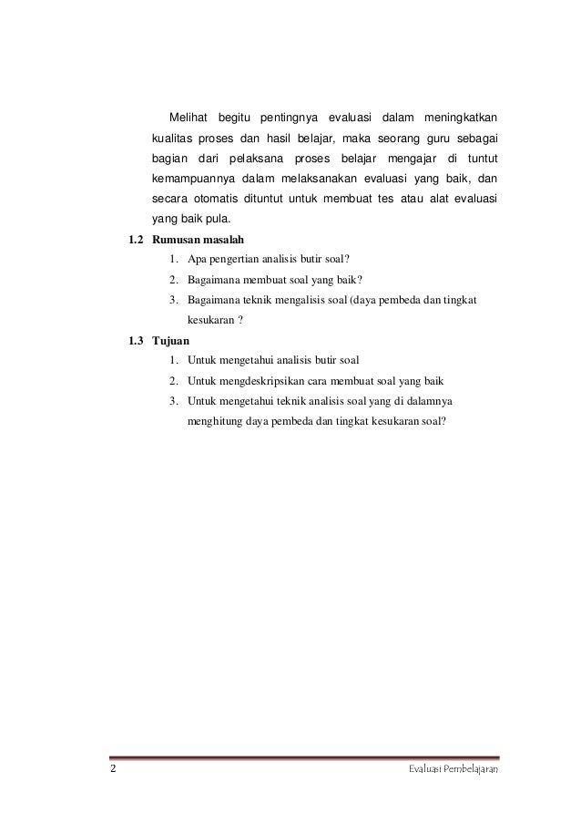 Makalah Analisis Soal