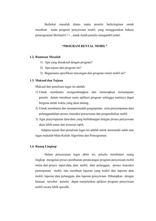 Makalah Aplikasi Rental Mobil Menggunakan Borland c++ | PDF
