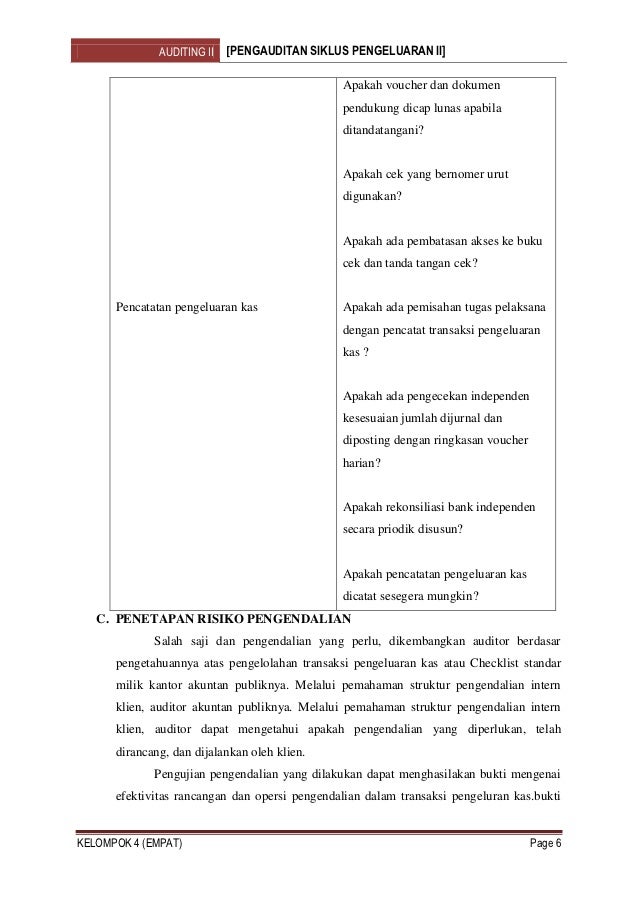 Makalah auditing ii kel 4 audit siklus pengeluaran ii 