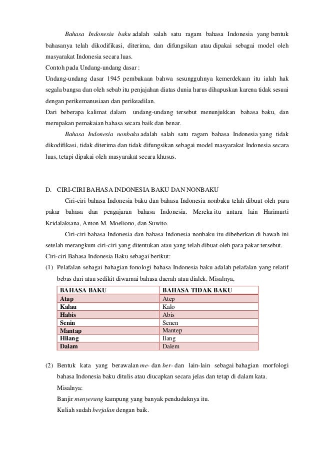 Makalah Bahasa baku dan bahasa nonbaku