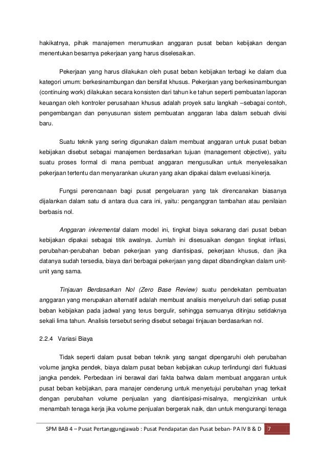 Makalah Bab 4 Pusat Pertanggungjawab Pusat Pendapatan Dan Beban