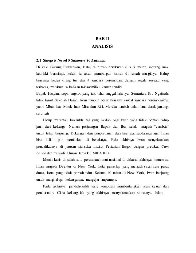 Makalah Bahasa Indonesia Novel 9 Summers 10 Autumns