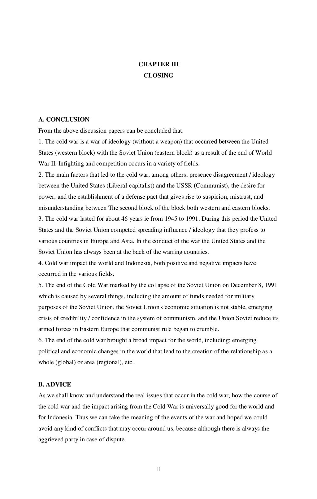 Makalah bahasa inggris perang dingin