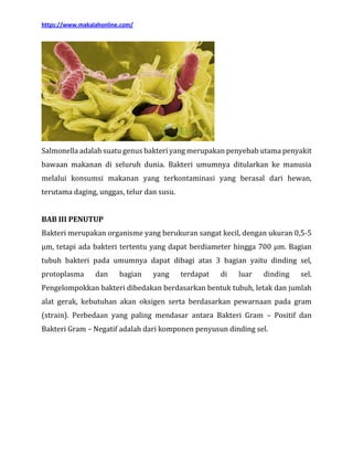 Makalah bakteri lengkap dengan gambarnya | PDF