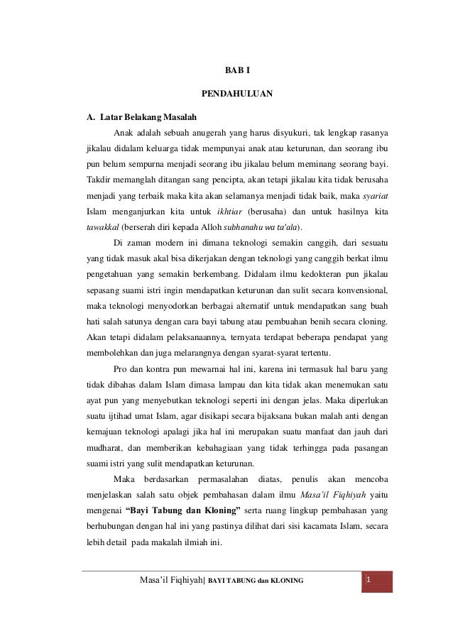 Masail Fiqhiyyah Bayi Tabung Dan Kloning Masail Fiqhiyyah Bayi Tabung Dan Kloning