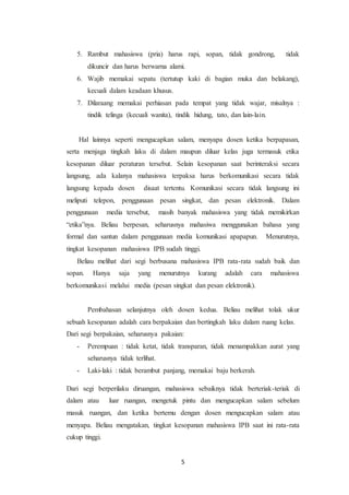 TINGKAT KESOPANAN MAHASISWA TPB KEPADA DOSEN | DOCX