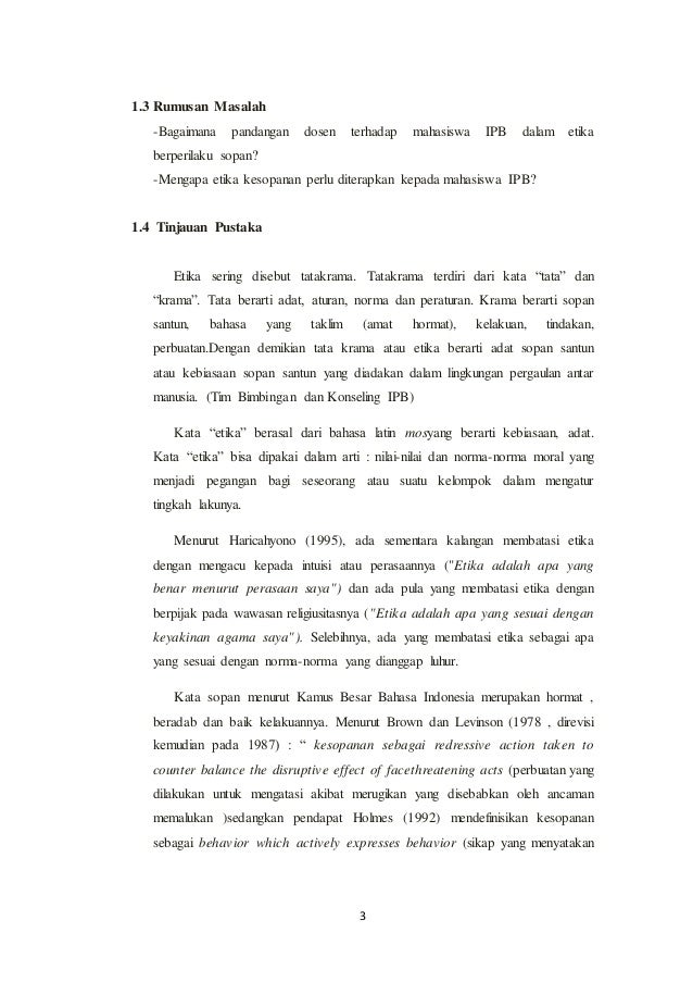 TINGKAT KESOPANAN MAHASISWA TPB KEPADA DOSEN