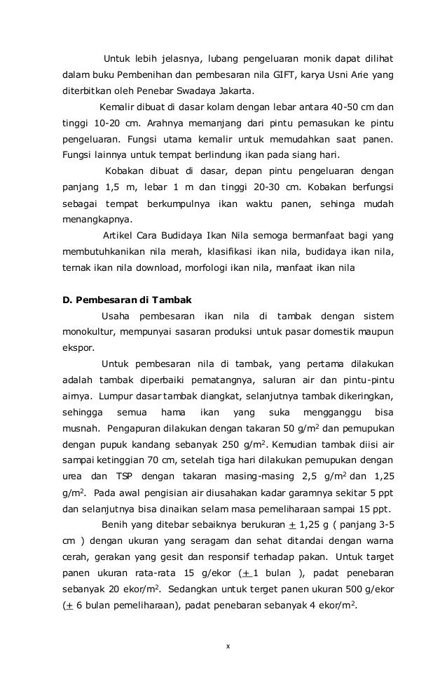 Makalah budidaya ikan nila Makalah budidaya ikan nila