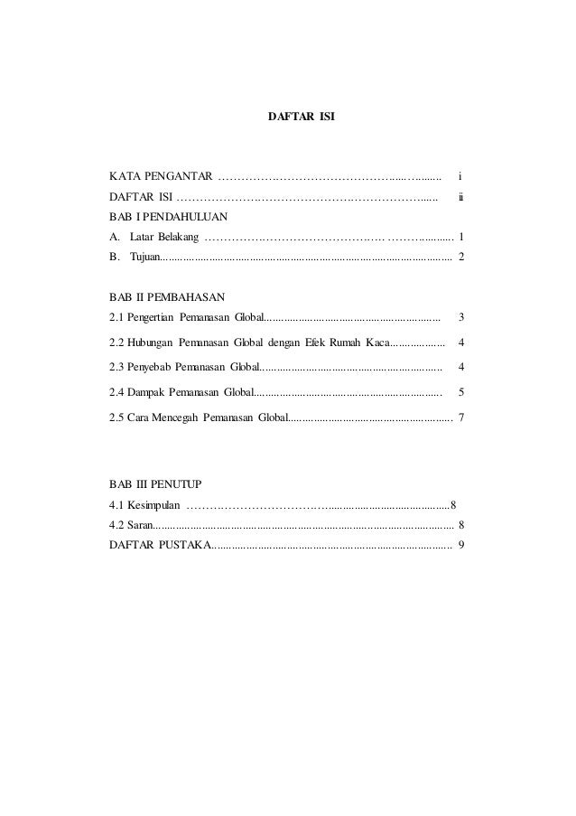 Contoh Daftar Isi Makalah Global Warming Contoh Surat Dan Formatnya