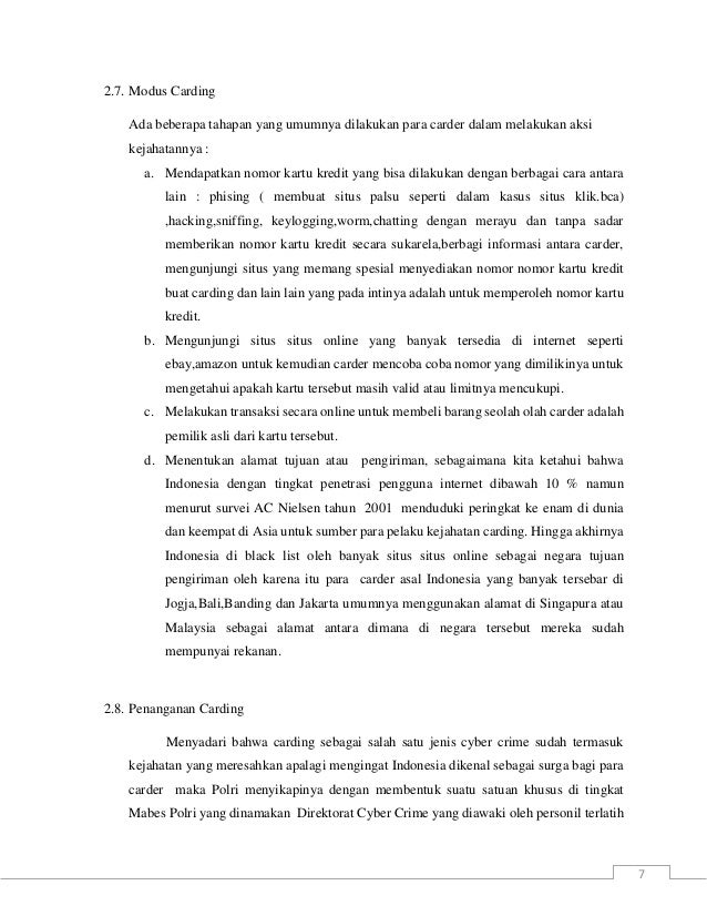 Makalah Etika Profesi Carding Dan Prosedur Penyidikannnya
