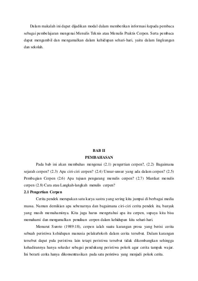 Contoh Makalah Tentang Cerpen Penggambar