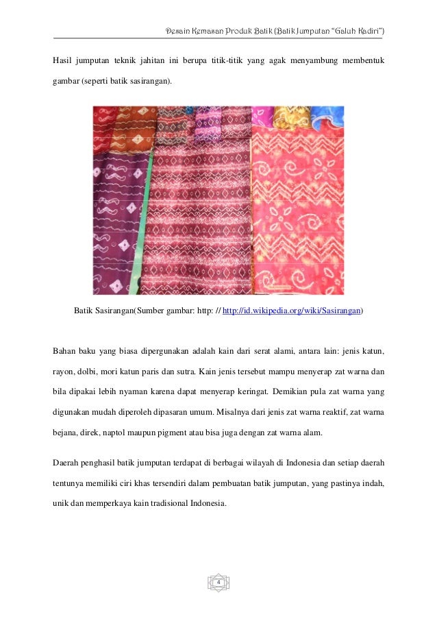  Desain  Kemasan Produk Batik  Jumputan  Galuh Kadiri 