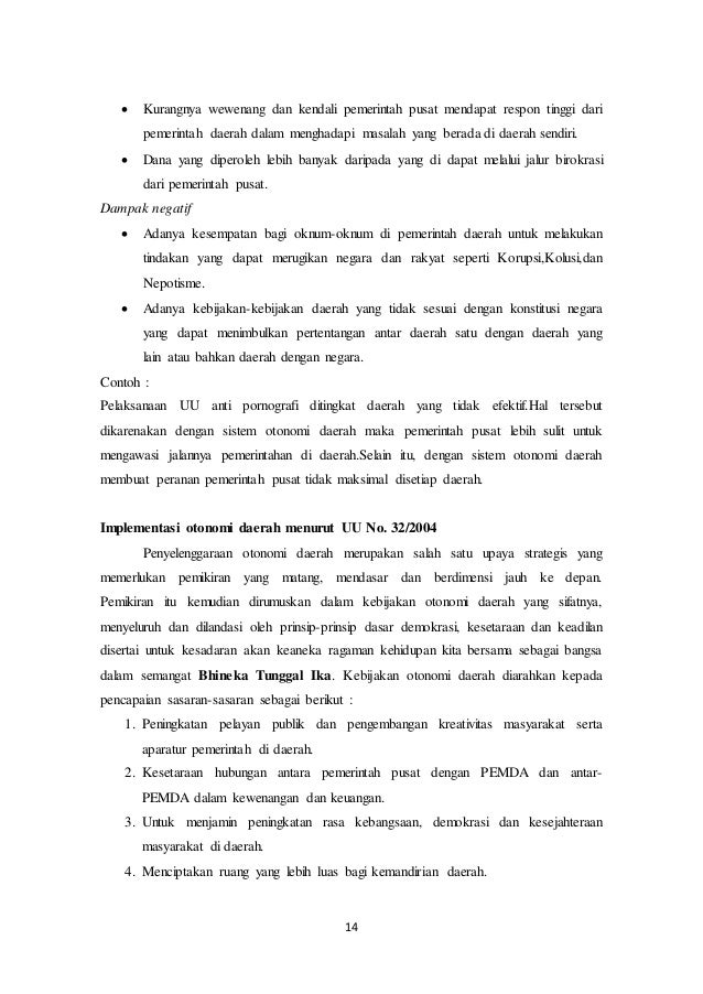 Makalah Desentralisasi dan Otonomi Daerah. FISIP Unmer Malang