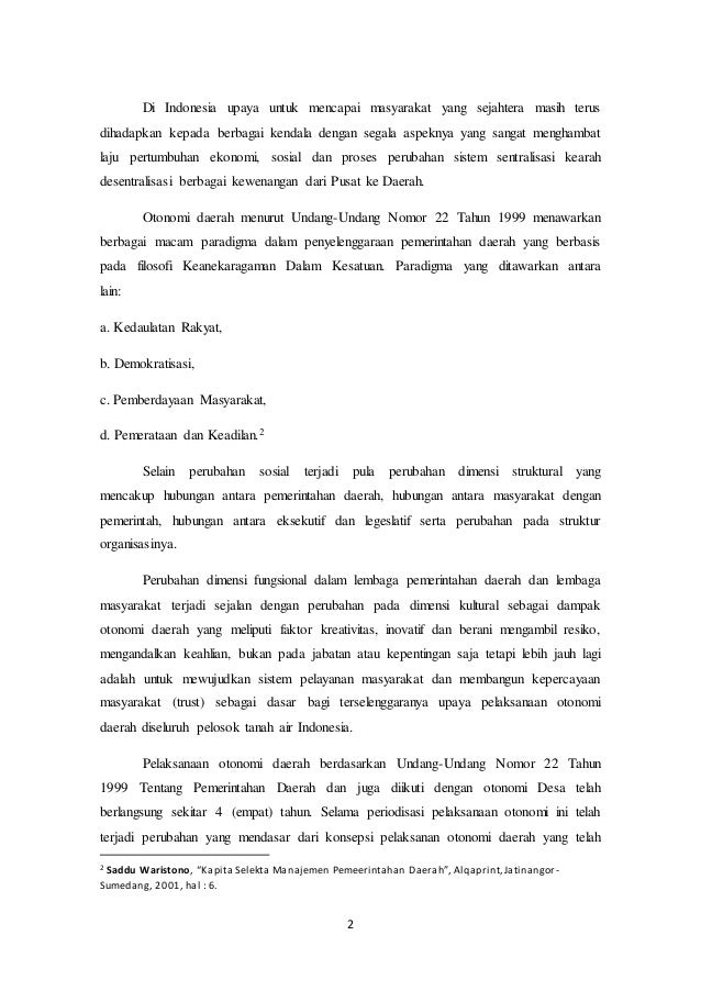 Makalah Desentralisasi Dan Otonomi Daerah Fisip Unmer Malang
