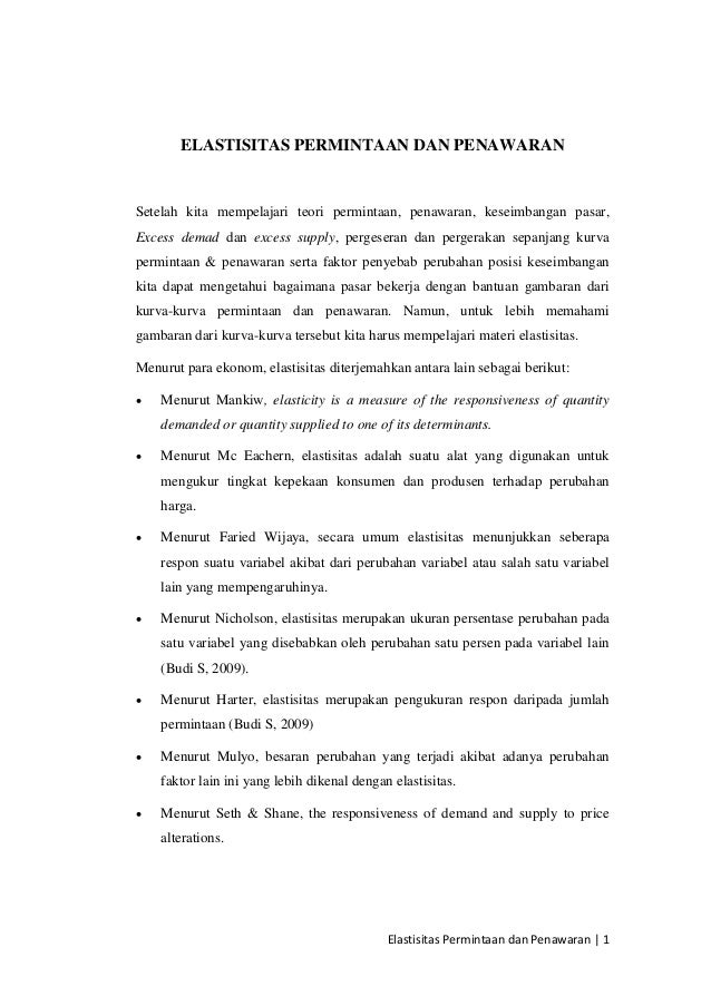 Doc Makalah Elastisitas Permintaan Dan Penawaran Dina Pebriani Academia Edu