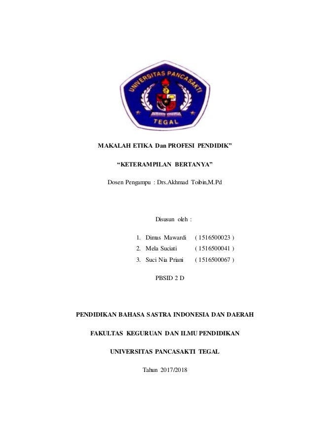 Makalah Tentang Profesi Kependidikan Bima Buku