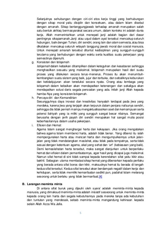 Makalah hadis tentang etos kerja