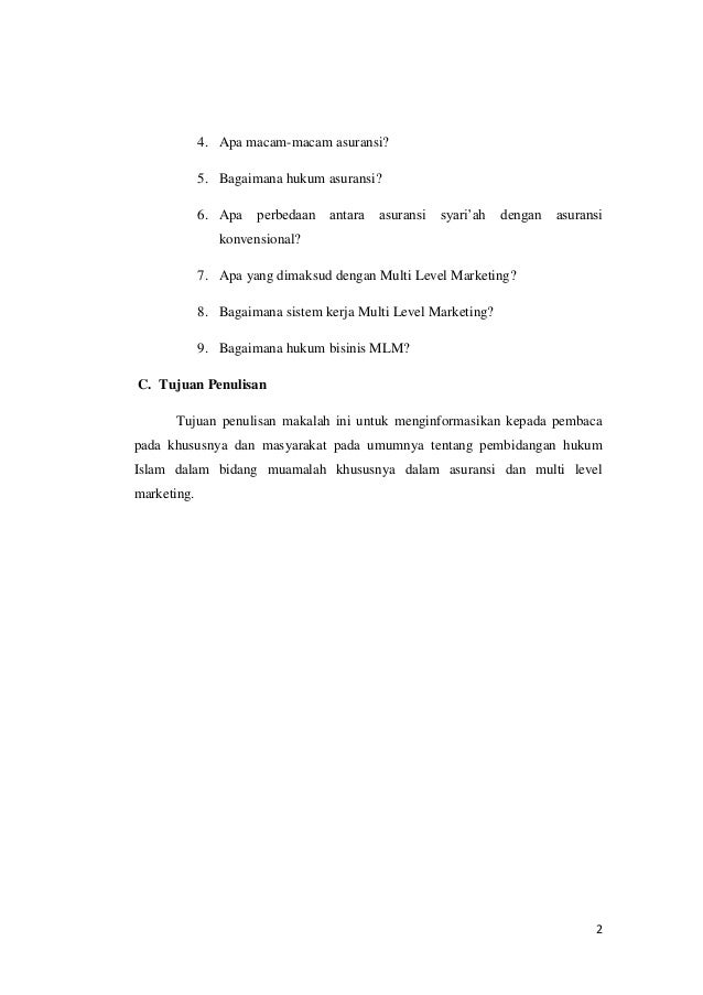 Makalah Filsafat Hukum Islam Tentang Asuransi Syariah Dan Multi Level