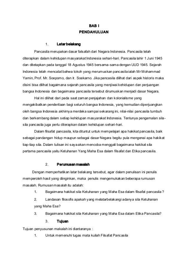 Makalah Latar Belakang Pancasila Contoh Makalah