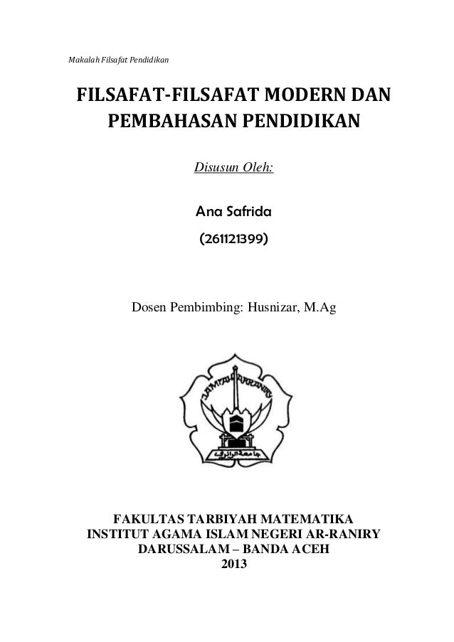 Filsafat Modern Dan Pembahasan Pendidikan