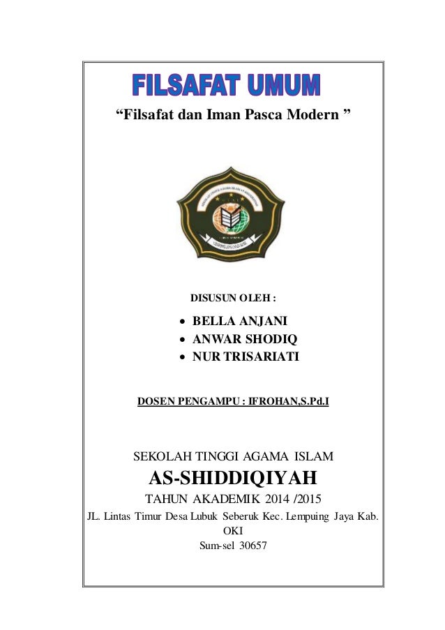 Makalah Filsafat Unum Iman Pasca Modern