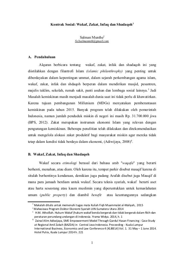 Kontrak Sosial Wakaf Zakat Infaq Dan Shadaqoh