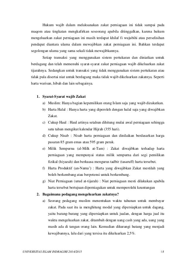 Makalah Fiqh Zakat Dan Wakaf Zakat Perdagangan