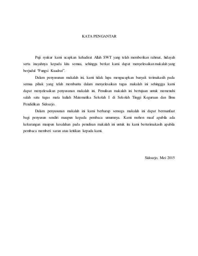 Makalah Fungsi Kuadrat