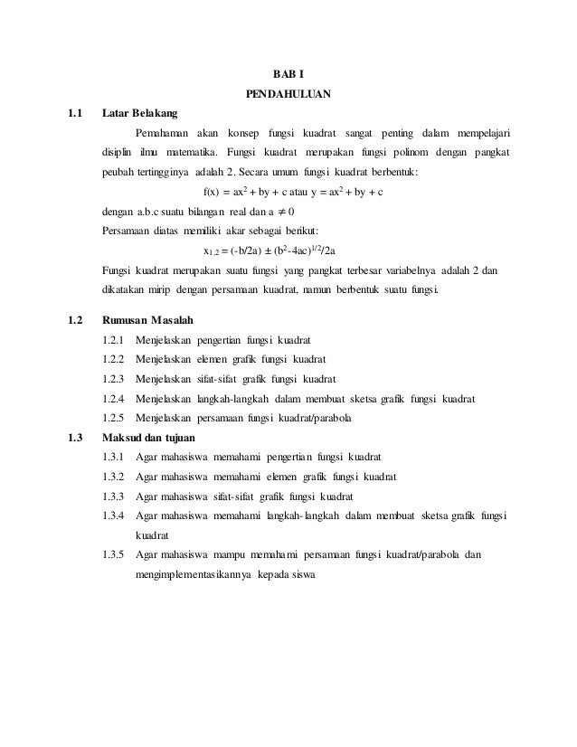 Makalah Fungsi Kuadrat