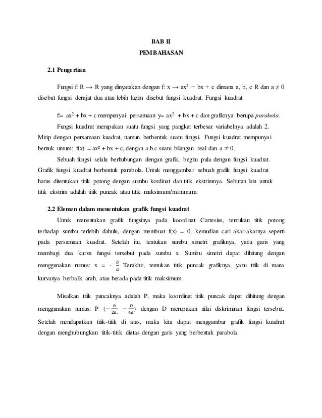 Makalah Fungsi Kuadrat