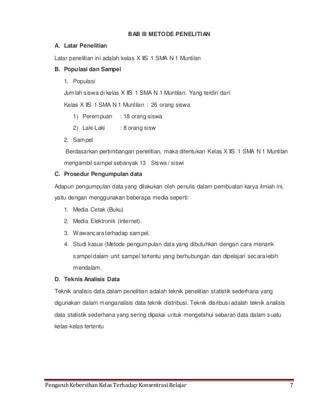 Makalah Geografi Pengaruh Kebersihan Kelas Terhadap