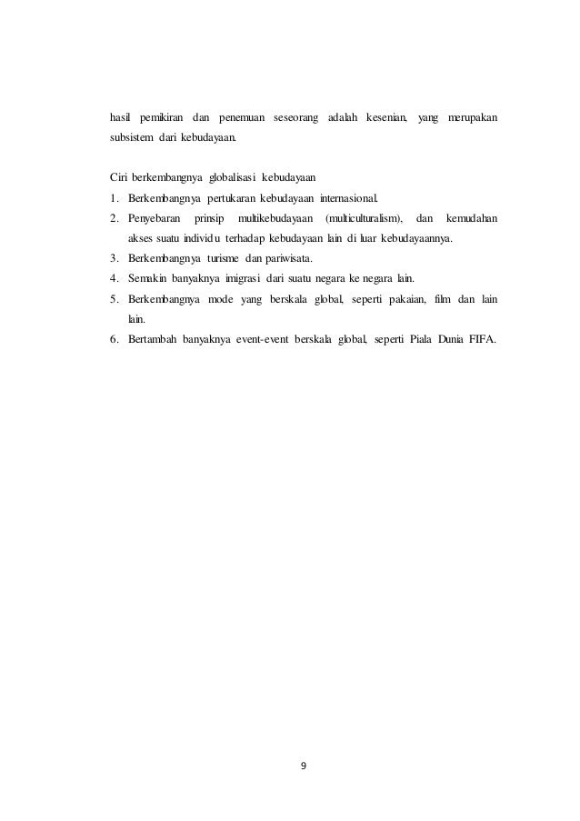 Makalah Globalisasi Dalam Budaya