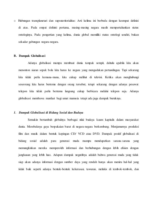 Makalah Globalisasi Dalam Sosial