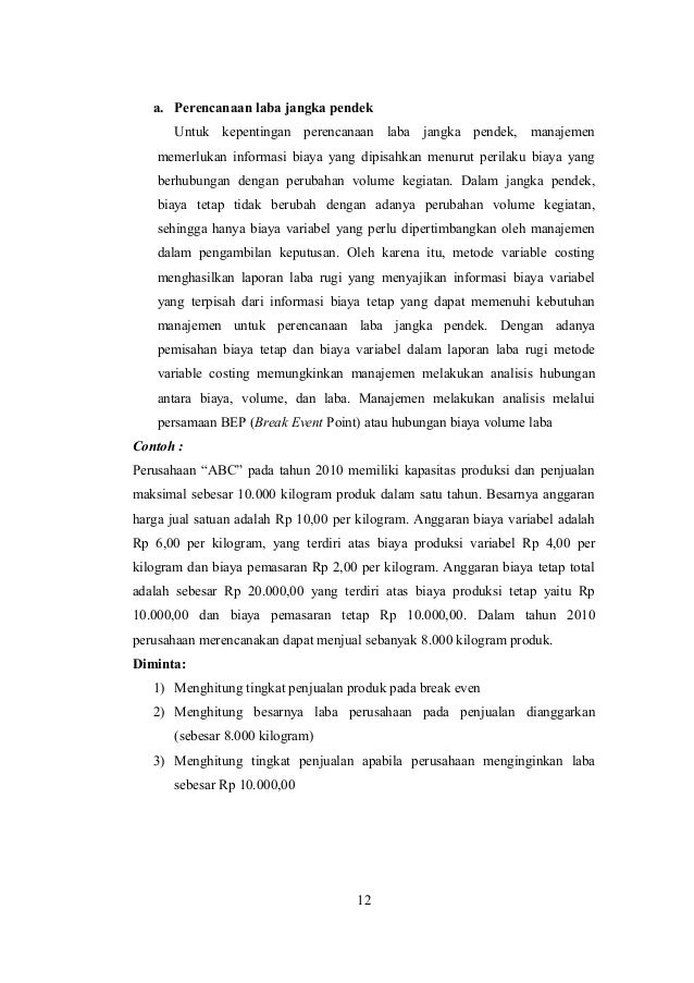 Makalah harga pokok variabel Makalah harga pokok variabel