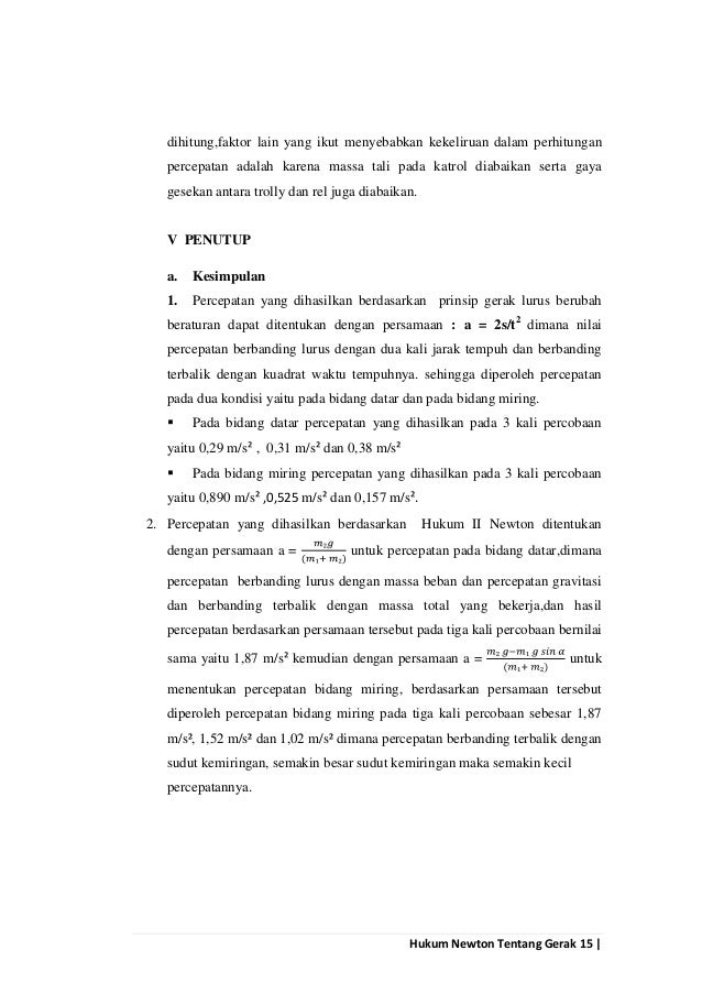 HUKUM NEWTON TENTANG GERAK