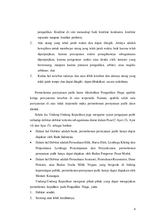 Makalah hukum dagang tentang kepailitan