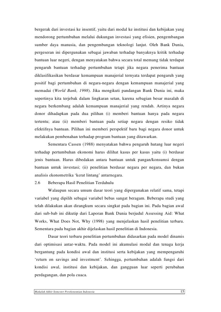 Hutang Luar Negeri Pemerintah Indonesia Dampaknya Terhadap Tabungan