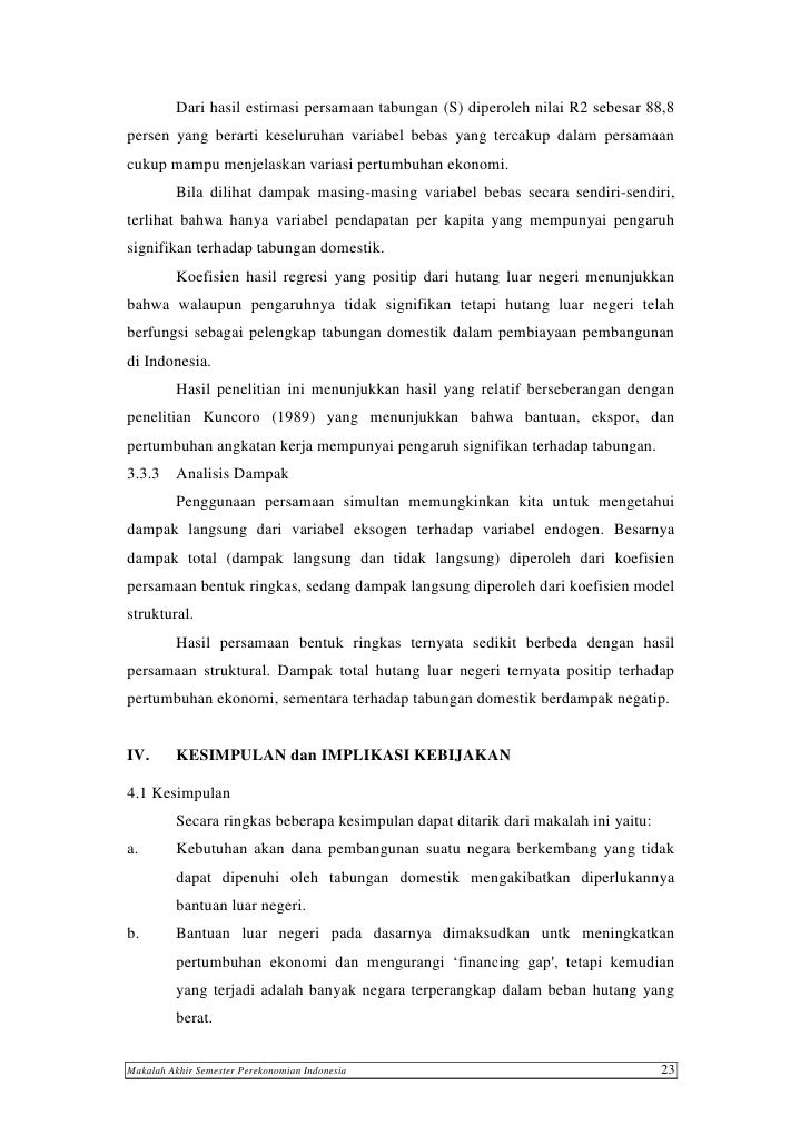 Hutang Luar Negeri Pemerintah Indonesia Dampaknya Terhadap Tabungan