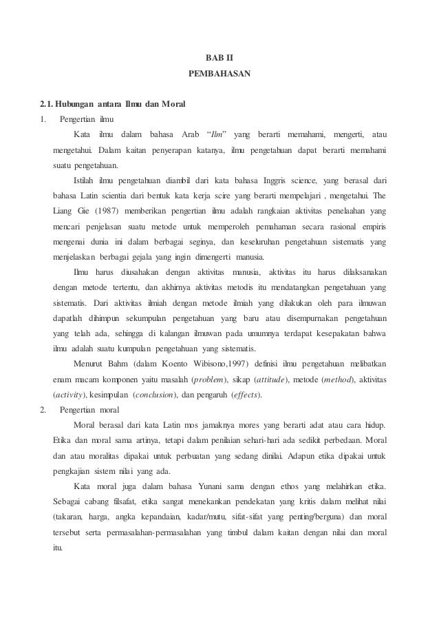 Makalah Ilmu Pengetahuan Dan Moralitas