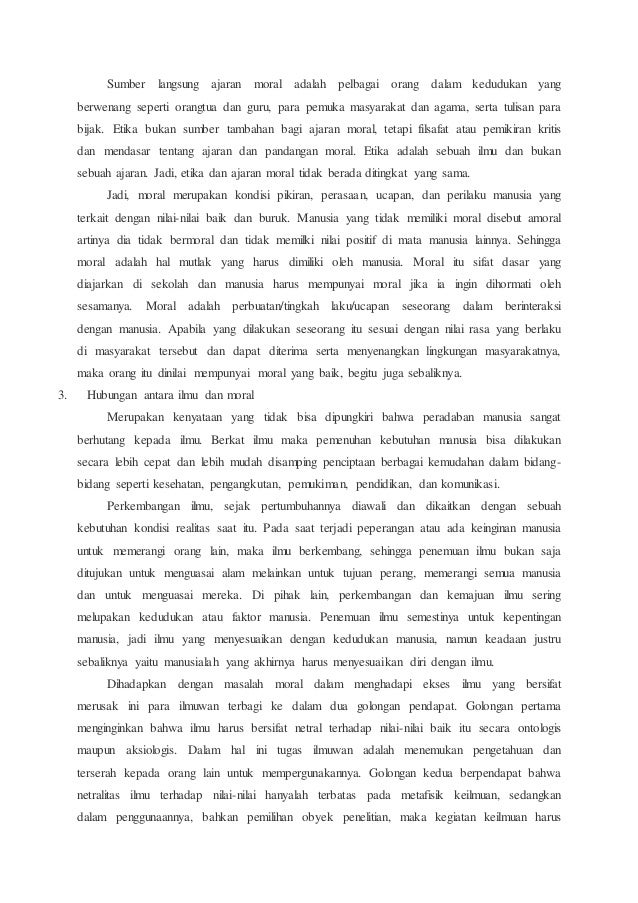 Makalah Ilmu Pengetahuan Dan Moralitas
