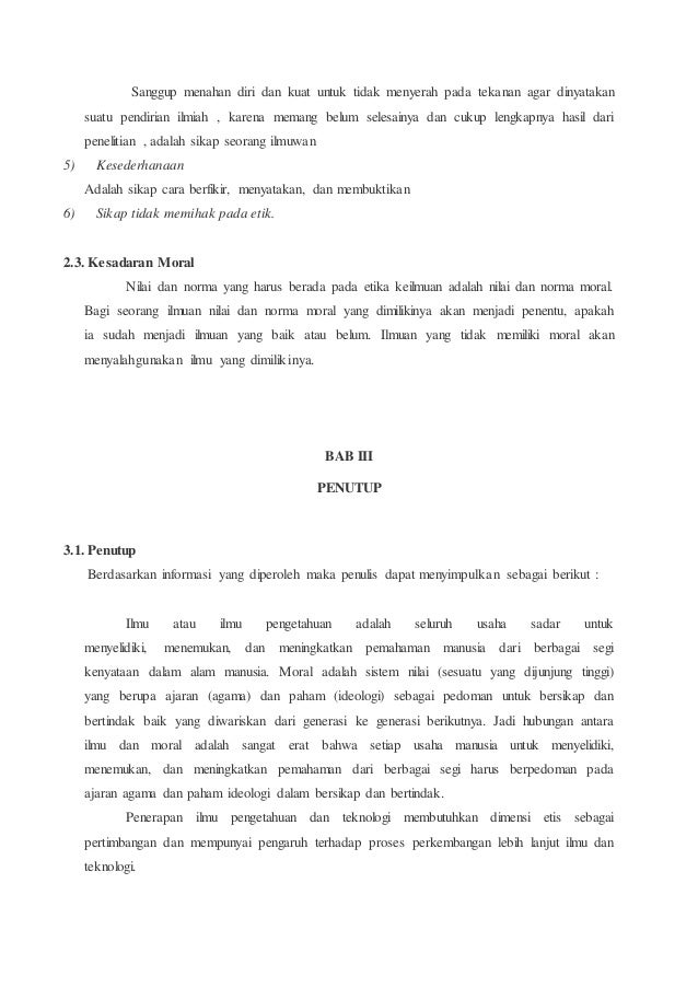 Makalah Ilmu Pengetahuan Dan Moralitas