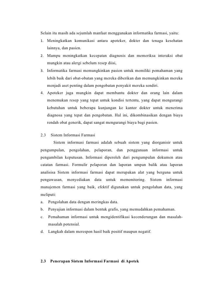 Makalah informatika farmasi