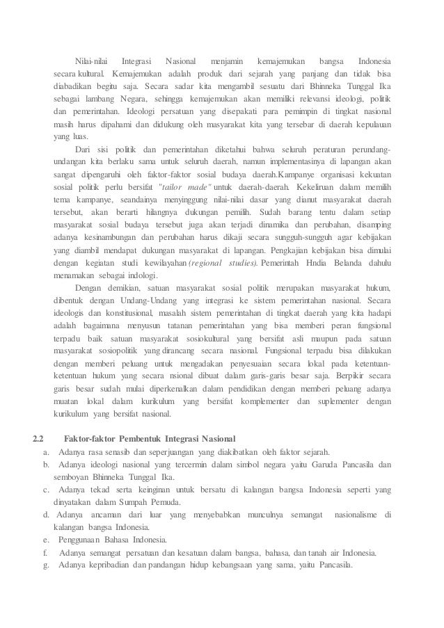 Makalah Integrasi Nasional Dalam Bingkai Bineka Tunggal Ika