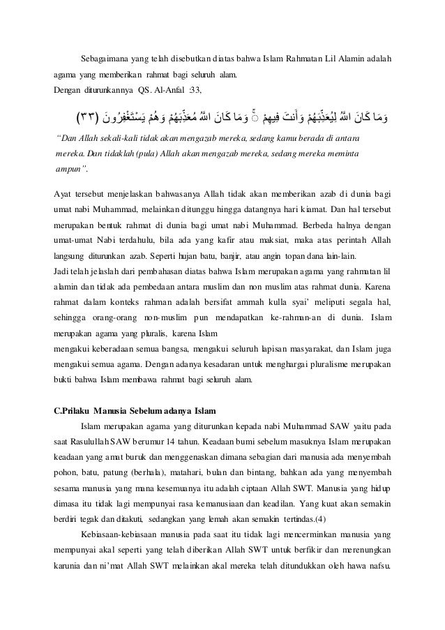Makalah Islam Sebagai Rahmatan Lilalamin