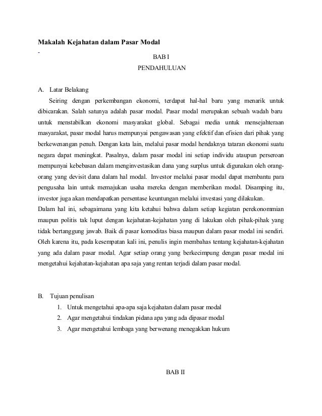 Makalah Kejahatan Dalam Pasar Modal