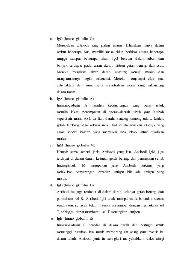 Jelaskan Perbedaan Antara Karakteristik Antibodi Igg Dan