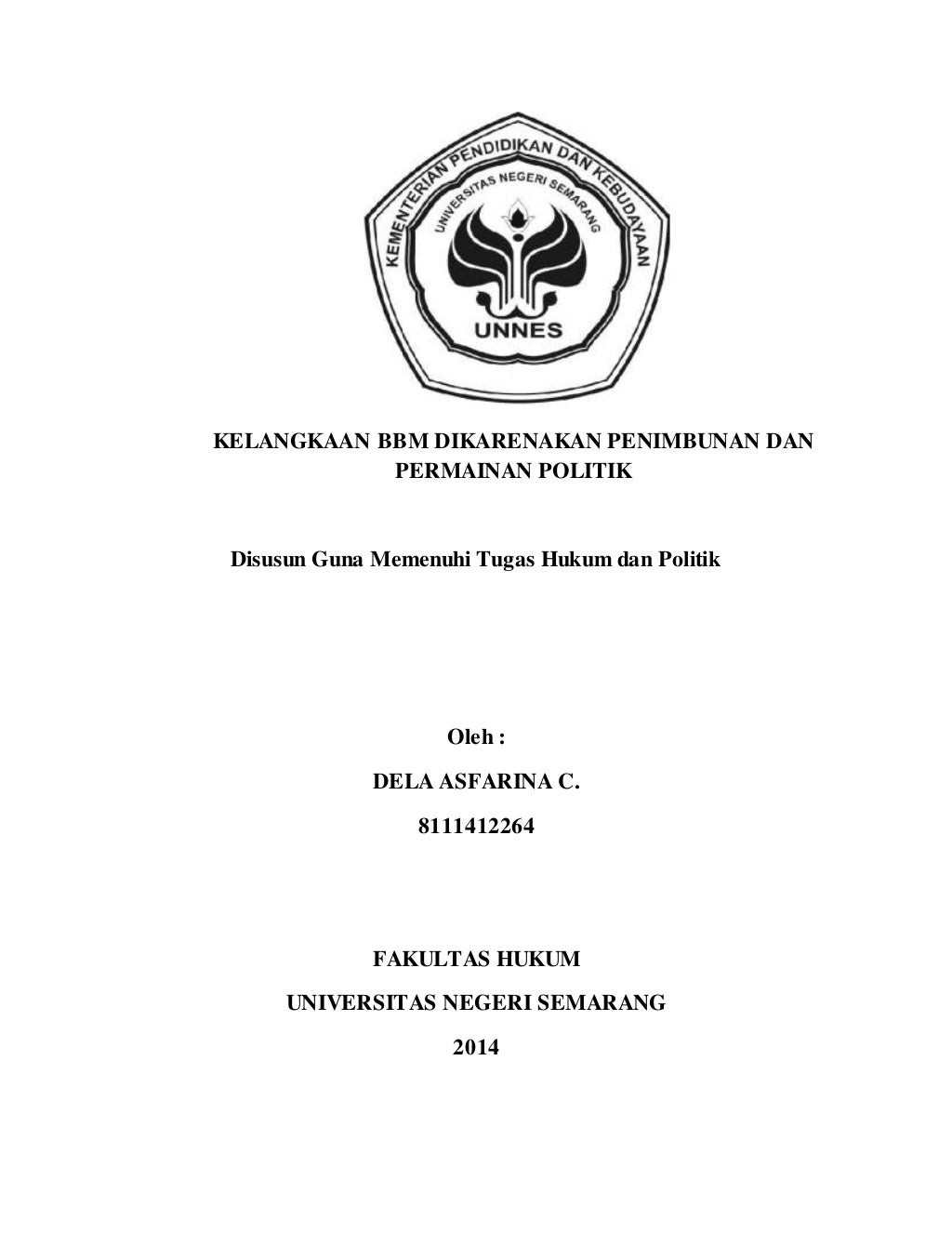 Makalah kelangkaan bbm (hukum politik)